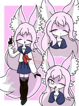 adolescent anthro asian_clothing big_tail black_nose blind_eye blush border brown_body brown_fur clothing dipstick_ears dipstick_tail ear_markings east_asian_clothing eyelashes eyes_closed facial_scar female fishnet_clothing fishnet_legwear fur gesture hair hand_gesture inner_ear_fluff japanese_clothing japanese_school_uniform legwear long_hair looking_at_viewer markings multicolored_body multicolored_ears multicolored_fur one_eye_closed open_mouth outline pink_background pink_body pink_fur pink_hair pink_tail scar school_uniform serafuku simple_background standing tail tail_markings tongue tongue_out tuft uniform v_sign white_body white_border white_ear_tips white_fur white_inner_ear_fluff white_outline white_tail_tip young young_anthro young_female conditional_dnp xammyxx sakura_(xammyxx) canid canine fox mammal 2025 3:4 absurd_res cel_shading digital_media_(artwork) english_description hi_res ibispaint_(artwork) shaded signature watermark