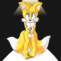 anthro balls blush bodily_fluids caught_in_the_act cum cum_on_self ejaculation feet fur genital_fluids genitals glans half-closed_eyes hand_behind_back hand_on_penis looking_at_viewer male masturbation narrowed_eyes nervous nervous_smile nervous_sweat nipples penis pink_glans solo sweat white_body white_fur yellow_body yellow_fur rakkan sega sonic_the_hedgehog_(series) miles_prower canid canine fox mammal 1:1 hi_res