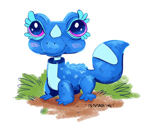 ambiguous_gender blue_body blue_eyelashes blush eyelashes feral grass parody pink_eyes plant quadruped smile solo style_emulation tail thick_tail toony isopodcore hasbro littlest_pet_shop nintendo pokemon pokemon_winds_and_waves gecqua generation_10_pokemon lizard pokemon_(species) reptile scalie 2026 digital_media_(artwork) hi_res sketch