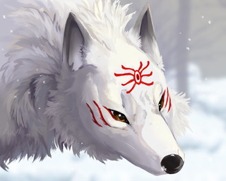 ambiguous_gender black_nose brown_eyes cheek_tuft facial_markings facial_tuft feral fluffy fluffy_chest fluffy_ears fur green_eyes grey_body grey_ears grey_fur head_markings male markings multicolored_body multicolored_ears outside plant smile snow solo tree tuft white_body white_fur shyryp feir_kitsune canid canine fox fox_spirit mammal absurd_res digital_media_(artwork) hi_res portrait