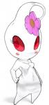 anthro anthrofied blush breasts featureless_breasts female mouthless navel non-mammal_breasts plant red_eyes smile solo white_body white_skin wide_hips koki nintendo pikmin elemental_creature flora_fauna pikmin_(species) white_pikmin