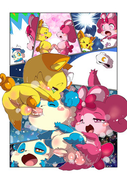 abdominal_bulge anal anal_orgasm anal_penetration anthro anthro_on_anthro anthro_penetrated anthro_penetrating anthro_penetrating_anthro anus ball_size_difference balls belly big_balls big_belly big_butt big_penis black_border blue_body blue_fur blue_hair blush bodily_fluids border butt cheek_tuft chibi cum cum_in_ass cum_in_mouth cum_inside cum_while_penetrated cumshot dialogue duo ejaculation erection eyes_closed facial_tuft fellatio flaccid fur genital_fluids genitals glans glistening glistening_anus glistening_balls glistening_butt glistening_eyes glistening_genitalia glistening_glans glistening_penis green_eyes group hair hand_holding hands-free heart_symbol horn huge_balls huge_penis humanoid_genitalia humanoid_penis light looking_pleasured male male/male male_penetrated male_penetrating male_penetrating_male moobs multicolored_body navel nipples nude open_mouth oral oral_penetration orange_eyes orgasm penetration penile penile_penetration penis penises_touching perineum pink_anus pink_eyes pink_glans pink_nipples pink_penis presenting presenting_anus presenting_hindquarters presenting_penis pupils sex simple_background six_frame_image slightly_chubby slightly_chubby_anthro slightly_chubby_male slit_pupils smile spitroast tail tongue trio tuft two_tone_body white_background white_body white_fur white_perineum white_sclera chibineco himitsu_no_cocotama hirake!_cocotama chako_(cocotama) pillow_(cocotama) ribbon_(cocotama) bear cocotama domestic_cat felid feline felis giant_panda mammal ursine 2026 absurd_res comic digital_drawing_(artwork) digital_media_(artwork) english_description hi_res japanese_description lighting one_page_comic shaded textless