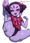 5_eyes 6_arms anus anus_behind_thong blush camel_toe clothed clothing female flexible leg_behind_head looking_at_viewer multi_arm multi_eye multi_limb raised_leg simple_background solo spread_legs spreading thick_thighs thong underwear white_background dako undertale undertale_(series) muffet animal_humanoid arachnid arachnid_humanoid arthropod arthropod_humanoid humanoid spider_humanoid digital_media_(artwork) hi_res shaded