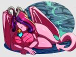 alternate_species anthro anthrofied areola big_breasts breasts dragonification dragonified female hair horn long_hair looking_at_viewer lying membrane_(anatomy) membranous_wings multicolored_hair nipples non-mammal_breasts nude solo tail water wings avante92 friendship_is_magic hasbro my_little_pony mythology princess_cadance_(mlp) dragon mammal mythological_creature mythological_scalie scalie 2015 hi_res