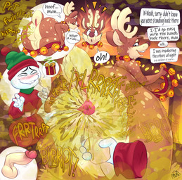 ambiguous_gender anthro antlers anus anus_focus backsack ball_grab balls bell bent_over big_butt blush bodily_fluids butt butt_focus butt_grab clothing detailed_background dialogue disembodied_hand disembodied_penis duo fart fart_cloud fart_fetish farting_at_viewer first_person_view fur genitals hand_on_butt happy holidays horn humanoid_genitalia humanoid_penis looking_at_viewer looking_back looking_back_at_viewer male negotiation nude oblivious penis pink_anus presenting presenting_anus presenting_balls presenting_hindquarters rear_view smelly solo speech_bubble surprised sweat sweatdrop sweaty_balls sweaty_body sweaty_butt sweaty_genitalia sweaty_legs sweaty_thighs tail tail_anus text thick_thighs tired undressing yellow_fart_cloud iamapoliceman christmas deer mammal new_world_deer reindeer absurd_res english_text hi_res