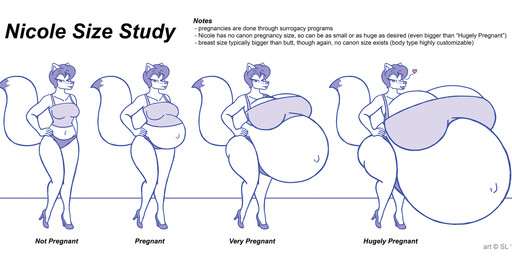 anthro belly big_belly big_breasts big_butt bottomwear breasts butt chart clothed clothing copyright_symbol female footwear heart_symbol high_heels huge_belly huge_breasts hyper hyper_belly hyper_breasts hyper_pregnancy navel one_eye_closed outie_navel pregnant pregnant_growth shoes solo symbol text thick_thighs topwear wide_hips wink satsumalord nicole_(satsumalord) arctic_fox canid canine fox mammal true_fox 2018 digital_media_(artwork) english_text hi_res sketch