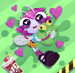 anthro cartoon_freckles duo eyelashes female freckled_face freckles glistening_eyelids long_eyelashes mags-niac disney the_buzz_on_maggie germy_(tbom) maggie_pesky arthropod fly_(animal) germ_(organism) insect hi_res