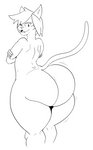 4_fingers anthro arched_back athletic athletic_anthro athletic_male back_muscles bangs biceps big_butt butt butt_focus cat_tail cheek_tuft claws crossed_arms curvy_figure eyebrows facial_tuft fangs femboy finger_claws fingers fur fur_tuft hair half-closed_eyes happy huge_butt huge_thighs inner_ear_fluff legs_together long_tail looking_at_viewer looking_back male messy_hair motion_lines narrowed_eyes no_sclera nude one_eye_closed open_mouth open_smile pointy_ears pose presenting presenting_hindquarters prick_ears pupils raised_tail rear_view shaking_butt sharp_fangs sharp_teeth short_hair simple_background slit_pupils small_waist smile snout solo standing tail teeth thick_thighs thin_tail three-quarter_view tongue tuft twerking white_background wide_hips wink miikisu_(artist) cheesy_(cheese_cake) domestic_cat felid feline felis mammal black_and_white hi_res line_art monochrome pinup portrait three-quarter_portrait