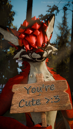 anthro dukehorde femboy fur male sign simple_background solo square_crossover duke_horde duke_horde_(character) canid canine canis fox mammal rexouium wolf 3d_(artwork) 4k 9:16 absurd_res blender_(artwork) blender_cycles_(artwork) digital_media_(artwork) hi_res huge_filesize