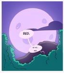 detailed_background dialogue moon mountain night not_furry offscreen_character plant sky speech_bubble text tree zero_pictured sluggabed 2023 absurd_res colored comic english_text hi_res