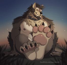 4_toes anthro barefoot big_feet black_lips claws collar collar_only fangs feet finger_claws foot_fetish lips looking_at_viewer male mouth_closed musclegut muscular muscular_anthro muscular_male nipples nude outside pawpads paws scar sitting sitting_on_ground soles solo spiked_collar spikes tail tail_motion tailwag teasing_with_feet teeth text toe_claws toes yellow_eyes aliscik mythology bruno_(rossciaco) canid canine mammal mythological_canine mythological_creature werecanid werecanine werecreature werewolf 2024 2d_animation animated animated_gif hi_res loop short_playtime url