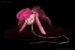 blood blue_eyes bodily_fluids chain creepy female feral fur hair pink_body pink_fur pink_hair scared solo tears weapon cosmicunicorn friendship_is_magic hasbro my_little_pony pinkie_pie_(mlp) earth_pony equid equine horse mammal pony 3:2