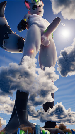 5_fingers anthro balls blep bodily_fluids building city cloud explosion fingers fire genital_fluids genitals giga humanoid_genitalia humanoid_penis landscape_dwarfing macro male markings missile nude penis precum sky skyscraper solo striped_markings striped_tail stripes sun tail tail_markings tongue tongue_out freschrenders fish_cooper mammal procyonid raccoon 2022 3d_(artwork) 4k 9:16 absurd_res digital_media_(artwork) hi_res
