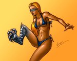 5_fingers athletic athletic_female bikini clothing feet female fingers foot_focus hair navel nipple_outline solo swimwear talons toes transformation two-piece_swimsuit geckzgo mythology dragon human mammal mythological_creature mythological_scalie scalie 2007