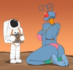 2_toes ankle_band antennae_(anatomy) anthro armlet astronaut big_breasts big_butt big_eyes bikini biped black_eyes black_text blue_body blue_breasts blue_text breasts butt cardboard clothed clothed_anthro clothed_female clothed_human clothed_male clothing compound_eyes curled_antennae duo faceless_character faceless_human faceless_male feet female female_anthro glistening glistening_eyes holding_object humanoid_feet humor jewelry kneeling larger_anthro larger_female lips looking_at_another looking_at_partner male male/female neck_ring orange_sky outside pink_bikini pink_clothing pink_lips pink_swimwear plantigrade pupils red_eyes red_sclera shadow sign size_difference sky smaller_human smaller_male soles spacesuit standing straight_legs swimwear text thick_lips thick_thighs three-quarter_view toes two-piece_swimsuit unusual_pupils where_is_your_god_now conditional_dnp zp92 image_comics invincible_(comics) invincible_(tv_series) andressa arthropod human insect mammal thraxan 2023 digital_drawing_(artwork) digital_media_(artwork) english_text hi_res