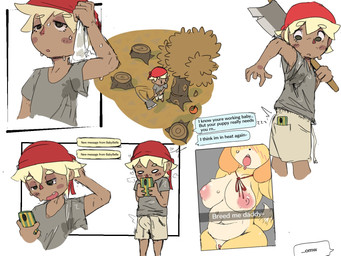 anthro axe belly big_breasts bodily_fluids breasts bulge butt clothed clothing dark_body dark_skin duo electronics erection erection_under_clothing female fur genitals green_eyes human_focus impregnation_request in_heat male melee_weapon message nipples not_furry_focus nude open_mouth phone phone_view photo plant raised_tail seductive selfie slightly_chubby solo_focus sweat sweatshirt tail text thick_thighs tired tired_eyes tongue tree vulva weapon working yellow_body yellow_fur kentowan animal_crossing nintendo isabelle_(animal_crossing) villager_(animal_crossing) canid canine canis domestic_dog human mammal shih_tzu toy_dog 4:3 comic english_text hi_res