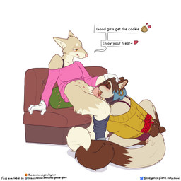 animal_genitalia animal_vulva anthro bdsm belly_nipples biped blush bodily_fluids bondage bottomwear bottomwear_down bound brown_body brown_fur canine_genitalia canine_vulva clothed clothing cunnilingus drinking drinking_urine duo ear_piercing ear_ring eyes_closed facial_markings female female/female fur furniture genital_fluids genitals gloves good_girl hand_on_head hands_behind_back hands_tied hands_tied_behind_back handwear head_markings markings mask_(marking) on_sofa one_shoulder_out oral pants pants_down partially_clothed peeing peeing_in_mouth piercing restraints ring_piercing rope rope_bondage sex simple_background slightly_chubby slightly_chubby_anthro slightly_chubby_female sofa tan_body tan_fur text urine urine_in_mouth vaginal vulva watersports white_background white_body white_clothing white_fur white_gloves white_handwear the_gentle_giant freja_sautome hermia_idril canid canine domestic_cat felid feline felis mammal siamese_cat 1:1 2025 digital_media_(artwork) english_text hi_res trans_(lore) trans_woman_(lore)