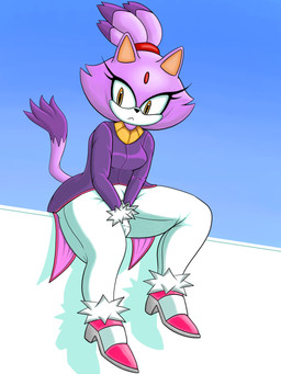 :< accessory anthro black_nose blue_background bottomwear breasts clothing coat eyelashes female footwear forehead_gem gem gloves hair hair_accessory hairband handwear pants pink_clothing pink_footwear pink_shoes purple_body purple_clothing purple_coat purple_ears purple_hair purple_tail purple_tailcoat purple_topwear red_gem red_hairband shoes simple_background sitting small_breasts solo tail tailcoat tan_inner_ear thick_thighs topwear white_bottomwear white_clothing white_gloves white_handwear white_pants yellow_eyes g_sense sega sonic_the_hedgehog_(series) blaze_the_cat domestic_cat felid feline felis mammal 2026 absurd_res colored digital_media_(artwork) hi_res shaded