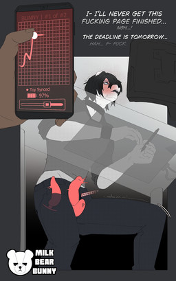 alternative_fashion ambiguous_gender anal anal_penetration andromorph andromorph/ambiguous andromorph_anthro anthro black_hair black_lips black_lipstick blush bottomwear clothing collar computer controller dialogue duo electronics emo flustered fur grey_background hair internal intersex intersex/ambiguous intersex_anthro lips lipstick makeup object_in_ass pants penetration phone profanity sex_toy sex_toy_in_ass sex_toy_in_vagina sex_toy_insertion shirt simple_background sitting text thick_bottom_lip topwear vaginal vaginal_penetration vibrator vibrator_in_ass vibrator_in_vagina white_body white_fur x-ray_view milkbearbunny bunny_(milkbearbunny) bear mammal absurd_res english_text hi_res
