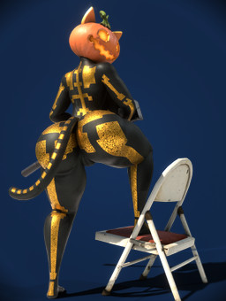 bodysuit cat_tail chair clothing curvy_figure female food for_a_head fruit furniture genitals gun happy holding_object holding_weapon jack-o'-lantern looking_at_viewer one_leg_up plant presenting presenting_to_viewer pumpkin pumpkin_head raised_leg ranged_weapon rifle simple_background skinsuit sniper_rifle solo sparkles sparkling_clothing tail tight_clothing transparent_background weapon wide_hips nearlyepoint epic_games fortnite spice_(fortnite) domestic_cat felid feline felis human mammal object_head 3d_(artwork) absurd_res alpha_channel blender_(artwork) blender_cycles_(artwork) digital_media_(artwork) hi_res