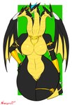 3_heads anthro big_breasts black_body black_sclera blue_eyes blue_tongue breasts cerberus_conjoinment claws conjoined curvy_figure eyelashes eyes_closed fangs featureless_breasts featureless_crotch female green_background hand_on_hip jewelry looking_at_viewer membrane_(anatomy) membranous_wings multi_head navel necklace non-mammal_breasts nude one_eye_closed pose red_eyes simple_background smile solo spikes standing tail teeth thick_thighs tongue tongue_out voluptuous white_background wide_hips wings yellow_body nnecgrau european_mythology greek_mythology mythology andrea_lexin dragon hydra mythological_creature mythological_scalie scalie western_dragon 2017 hi_res