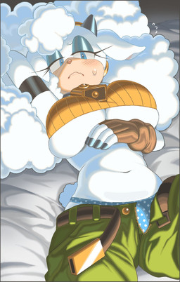 anthro bed bell bell_collar belt big_breasts blue_eyes breasts clothing collar embarrassed female furniture huge_breasts lying open_belt panties pose solo under_boob underwear undressing white_body chzzei idw_publishing sega sonic_the_hedgehog_(comics) sonic_the_hedgehog_(idw) sonic_the_hedgehog_(series) lanolin_the_sheep_(sonic) bovid caprine mammal sheep hi_res