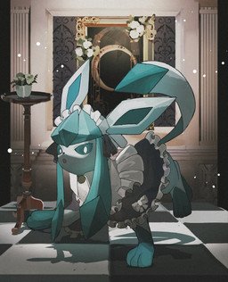 ambiguous_gender blue_body blue_eyes clothed clothed_feral clothing feral flower looking_at_viewer open_mouth paws plant pupils solo tail white_pupils mmocc123 nintendo pokemon pokemon_unite tea_party_style_glaceon eeveelution generation_4_pokemon glaceon pokemon_(species) 2026 hi_res