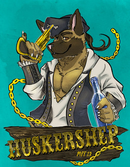anthro blue_background bottle brown_body brown_eyes brown_fur brown_hair clothed clothing container front_view fur gun hair holding_bottle holding_container holding_gun holding_object holding_ranged_weapon holding_weapon looking_at_viewer male male_anthro pirate_outfit ranged_weapon simple_background smile solo tan_body tan_fur weapon chumbasket canid canine canis domestic_dog mammal half-length_portrait hi_res portrait
