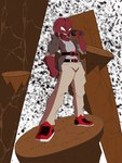 clothing detailed_background electronics empty_eyes male microphone not_furry red_body sharp_teeth solo teeth reapcreates831 aldryx_andromeda digidevil humanoid 2021 hi_res trans_(lore) trans_man_(lore)