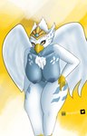 anthro breasts feathers female gold_(metal) nipples simple_background solo white_body white_feathers wings yellow_eyes elelite legends_of_chima lego eris_(legends_of_chima) accipitrid accipitriform avian bird eagle absurd_res hi_res tagme