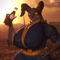 2_horns anthro areola big_breasts blue_clothing breasts claws clothing curvy_figure day female horn huge_breasts jumpsuit looking_at_viewer nipples non-mammal_breasts non-mammal_nipples nuka-cola outside shocked smile solo sound_effects standing teeth thick_thighs vault_suit voluptuous voluptuous_anthro voluptuous_female wasteland yellow_eyes cbcreativestudio cjuice vulgarvictor_(modeler) fallout microsoft mommyclaw_(vulgarvictor) deathclaw reptile scalie 1:1 2026 3d_(artwork) 3d_animation animated digital_media_(artwork) hi_res meme short_playtime sound video