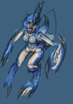 blue_body breasts claws digitigrade female genitals horn non-mammal_breasts open_mouth plump_labia pussy solo spikes irontom capcom monster_hunter arthropod carapaceon ceanataur crustacean marine