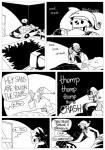 bed dialogue furniture humor inside sleeping text plumfsh undertale undertale_(series) papyrus_(undertale) humanoid absurd_res black_and_white comic english_text hi_res monochrome