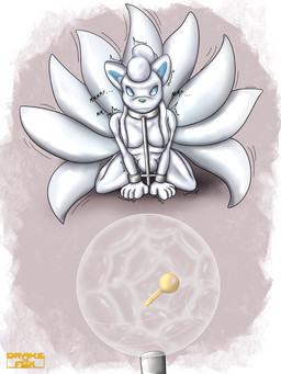anthro bulge collar cuff_(restraint) drone female latex metal_collar metal_cuffs restraints simple_background solo tail teasing torture drakethefox nintendo pokemon alolan_form alolan_ninetales canid canine fox generation_7_pokemon mammal pokemon_(species) regional_form_(pokemon) 3:4 hi_res
