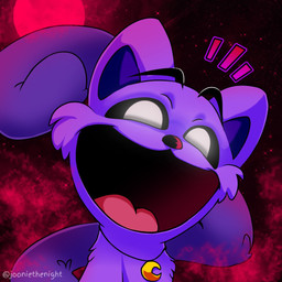 anthro black_eyebrows black_nose black_sclera cheek_tuft eyebrows facial_tuft floating_eyebrows fur hand_behind_head jewelry light long_tail looking_at_viewer male male_anthro necklace no_pupils open_mouth open_smile purple_body purple_fur purple_tail red_tongue smile smiling_at_viewer smoke solo tail text tongue tuft white_eyes jooniethenight mob_entertainment poppy_playtime smiling_critters catnap_(poppy_playtime) critters_(poppy_playtime) domestic_cat felid feline felis mammal 1:1 2023 artist_name bust_portrait colored digital_drawing_(artwork) digital_media_(artwork) english_description hi_res lighting portrait shaded