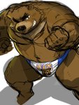 anthro belly brown_body brown_fur clothing fur humanoid_hands kemono male navel nipples overweight overweight_anthro overweight_male solo text underwear kita_9999 bear mammal 2020 3:4 absurd_res hi_res sketch