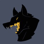 black_body black_fur bodily_fluids dripping feral fur gold_(metal) gold_tooth male open_mouth saliva saliva_drip solo teeth tongue mainyck calupoh canid canine mammal 1:1 absurd_res hi_res