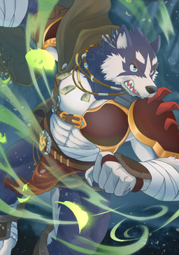 5_fingers anthro claws fingers humanoid_hands male muscular muscular_anthro muscular_male muscular_thighs solo kouga0225 kemo_coliseum volga_(kemo_coliseum) canid canine canis domestic_dog husky mammal nordic_sled_dog spitz absurd_res hi_res