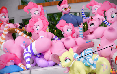 all_fours animal_genitalia animal_penis anthro anthrofied anus balls big_breasts big_butt bodily_fluids breasts butt clone clothing collar crossgender cum cum_in_vagina cum_inside cutie_mark equine_genitalia equine_penis female ftg_crossgender fti_crossgender genital_fluids genitals group gynomorph gynomorph/female intersex intersex/female leash legwear nipples nude penetration penis perineum selfcest sex square_crossover submissive submissive_female thigh_highs vaginal vaginal_penetration forsaken_(artist) friendship_is_magic hasbro my_little_pony fluttershy_(mlp) pinkie_pie_(mlp) twilight_sparkle_(mlp) equid equine mammal 3d_(artwork) digital_media_(artwork) hi_res