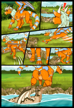 anus black_border blue_body blue_fur blush bodily_fluids border brown_body brown_scales butt claws cloud crouching crowning_feces day desperation duo eyebrows eyes_closed fart fart_cloud feces female feral fur grass green_body green_eyes green_fur green_inner_ear_fluff horn inner_ear_fluff looking_up_at_another male male_farting male_pooping multicolored_body multicolored_fur orange_body orange_fur outside partially_submerged plant poop_desperation pooping raised_eyebrows raised_tail rock running scales scatplay sky spread_wings sweat tail tan_body tan_scales teeth toe_claws tuft water white_body white_scales wings hive43 mythology mirah satsuma_(stinky_fen) dragon furred_dragon furred_scalie mythological_creature mythological_scalie scalie comic hi_res