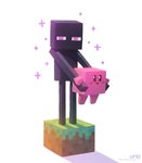 2020 ambiguous_gender biped black_body blush carrying_another crossover digital_media_(artwork) dirt duo enderman grass hi_res humanoid kirby kirby_(series) microsoft minecraft mojang mouthless narrow_hips nintendo not_furry pink_body plant purple_eyes shadow_creature simple_background square_(anatomy) standing text thigh_gap thin_calves thin_legs thin_thighs uno_yuuji url waddling_head white_background xbox_game_studios