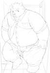 anthro belly bottomwear clothing humanoid_hands kemono male necktie overweight overweight_male pants shirt solo topwear underwear undressing tengzai05 bear mammal 2024 hi_res