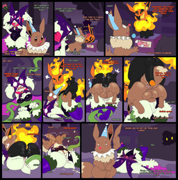 anal anal_penetration anthro anthro_on_feral bestiality bisexual bisexual_sandwich black_border blush bodily_fluids border bound brown_body brown_fur bunny_costume candy clothing clown_makeup costume cum cum_from_vagina cum_in_vagina cum_inside dessert dialogue digitigrade double_penetration explicitly_stated_nonconsent female female_penetrated feral feral_on_feral food for_a_head forced fruit fur genital_fluids group group_sex holidays legs_tied male male/female male/male male_penetrated male_penetrating male_penetrating_female male_penetrating_male mask motion_lines obscured_face penetration penile penile_penetration penis_in_ass penis_in_vagina plant precum pumpkin pumpkin_head pupils rape red_eyes sandwich_position sex shocked shrub sky slit_pupils sweat tentacle_penetration tentacles text threesome tree vaginal vaginal_penetration vines wearing_mask yellow_eyes snazzle_snapp halloween nintendo pokemon eevee_(snappy_snaz) fan_character flora_(snappy_snaz) eevee eeveelution flareon generation_1_pokemon generation_9_pokemon meowscarada object_head pokemon_(species) 2025 comic digital_drawing_(artwork) digital_media_(artwork) english_text hi_res
