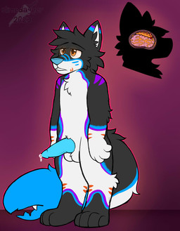 anthro blue_nose blue_penis bodily_fluids brain braindead cum cutaway expressionless genital_fluids genitals leaking_cum male mind_control organs parasite penis simple_background solo tail tail_mouth unusual_anatomy unusual_tail slimedagger plague_inc. neurax_worm_(plague_inc.) hi_res watermark