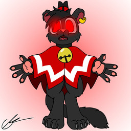 anthro bell cat_tail chibi clothing collar cult male possession solo euanechidhog cult_of_the_lamb massive_monster_(studio) the_shadow_of_light vtuber shads felid feline human mammal pantherine 1:1 hi_res