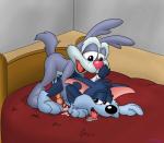 anal anthro balls bodily_fluids cum cum_inside duo erection fur genital_fluids genitals grey_background male male/male male_penetrated male_penetrating male_penetrating_male open_mouth orgasm penetration penis sex simple_background tongue cpctail tiny_toon_adventures warner_brothers calamity_coyote furrball canid canine canis coyote domestic_cat felid feline felis mammal hi_res