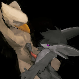 3_fingers 4_ears animal_genitalia animal_penis anthro anthro_on_anthro arms_above_head beak big_flare big_penis black_background black_body black_feathers black_fur black_genitals black_hair black_penis black_sclera brown_body brown_feathers countershading dominant dominant_anthro dominant_male duo enjoying equine_genitalia equine_penis erection eyes_closed feather_hair feathered_wings feathers fingers flared_penis from_front_position frottage fur genitals glistening glistening_genitalia glistening_penis grabbing grey_body grey_feathers grey_fur hair high-angle_view huge_penis interspecies larger_anthro larger_sub leaning leaning_backward long_penis looking_at_another male male/male male_anthro medial_ring mismatched_animal_penis mismatched_genitalia mismatched_penis monotone_hair multi_ear multicolored_body multicolored_feathers nude nude_anthro nude_male penile penis penis_size_difference penises_touching pink_genitals pink_penis pseudo_hair purple_eyes raised_arm raised_arms sex simple_background size_difference small_but_hung smaller_anthro smaller_male smile spread_legs spreading submissive submissive_anthro submissive_male tail tan_body tapering_penis three-quarter_view tuft white_body white_feathers white_fur winged_arms wings yellow_beak einin azazello fyr_(fenrir784) accipitriform avali avian bird 1:1 2026 colored colored_sketch digital_drawing_(artwork) digital_media_(artwork) digital_painting_(artwork) hi_res painting_(artwork) shaded simple_shading sketch