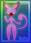 absurd_res alien ambiguous_gender anthro bodily_fluids delta_(grossdice) eyeless female grossdice hi_res navel sharp_teeth solo tail tail_anus teeth