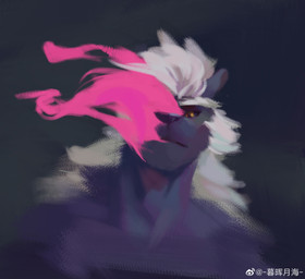anthro black_eyes black_nose front_view fur grey_body grey_fur hair looking_at_viewer male mouth_closed nude short_hair simple_background solo unsigned white_hair yellow_eyes awaldkize absurd_res bust_portrait hi_res portrait