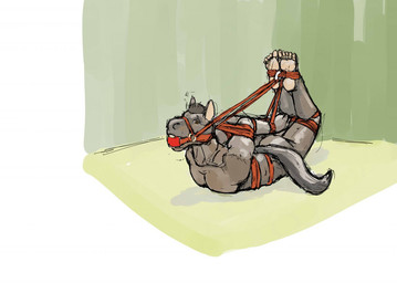anthro arms_tied ball_gag bdsm bondage bound brown_body brown_eyes brown_fur butt feet feet_tied fur gag gagged legs_tied male nude nude_male red_ball_gag simple_background solo tail tied_body white_background jeri_kleinlowe equid equine horse mammal 2012